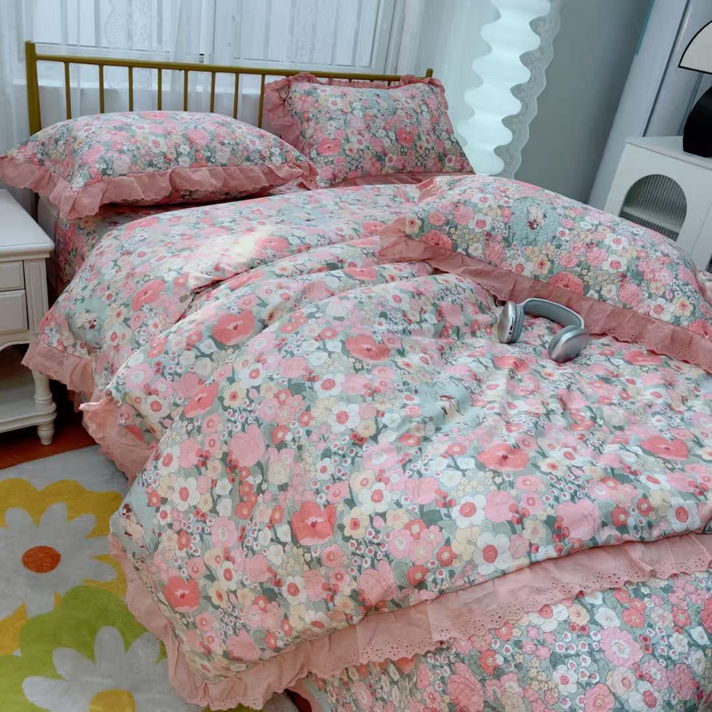 91家纺网 家纺一手货源 找家纺 暖居 2025春夏款高温砂洗棉花床盖三件套被套四件套同款纯棉夏被空调被四季 安娜公主