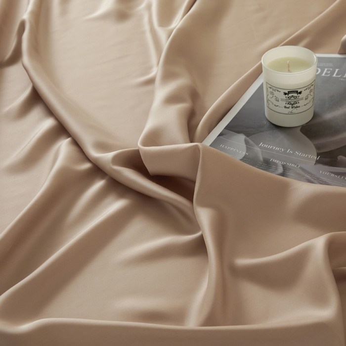 91家纺网 家纺一手货源 找家纺 涵宸2025新款天丝-天丝棉-纯色单枕套-场景1 枕套-奶茶杏