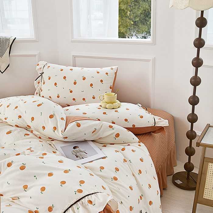 91家纺网 家纺一手货源 找家纺 卡迪亚家纺 2025新款轻氧棉小碎花韩式花边床盖 秋果