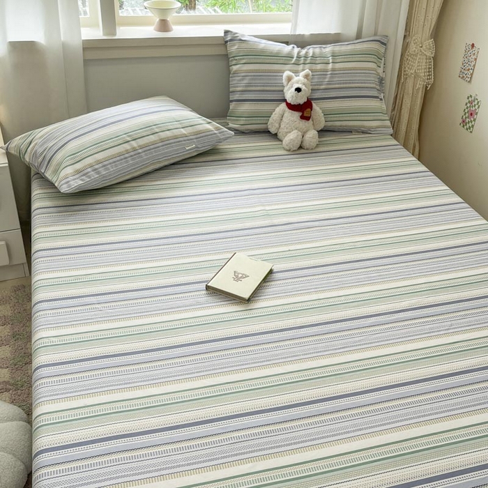 91家纺网 家纺一手货源 找家纺 新印象2025新款直角纯棉老粗布套件 床单款老粗布-伯爵