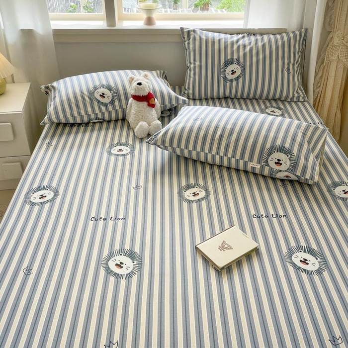 91家纺网 家纺一手货源 找家纺 新印象2025新款直角纯棉老粗布套件 床单款老粗布 -小狮子