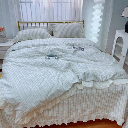 暖居 2025春夏款高温砂洗棉花床盖三件套被套四件套同款纯棉夏被空调被四季 伊甸园