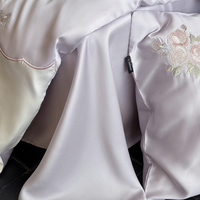 91家纺网 家纺一手货源 找家纺 （总）鹿班家居 2025新款夏季60S莱赛尔刺绣四件套-泡芙发带【标准会员-20元】