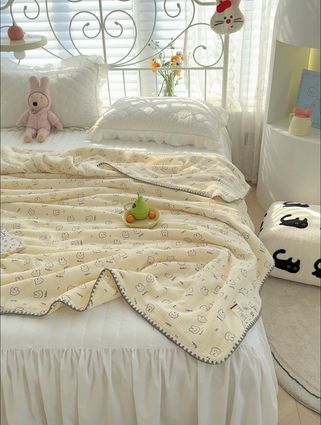 91家纺网 家纺一手货源 找家纺 芯恋 2025新款母婴级全棉皱皱纱儿童被双层纱夏被 可爱多