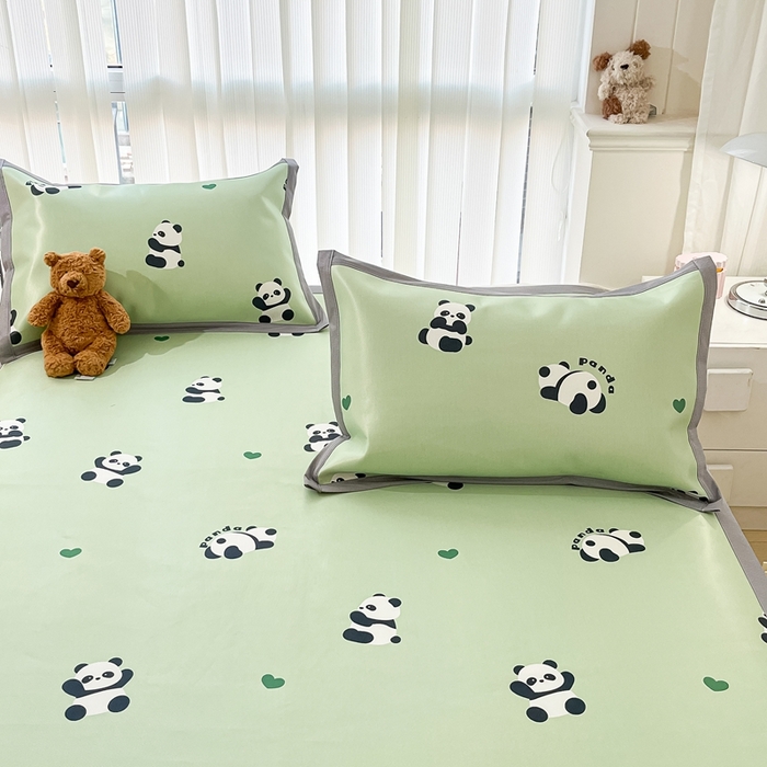 91家纺网 家纺一手货源 找家纺 川悦生活 2025新款600D立体宽边冰丝印花凉席 可爱布乖