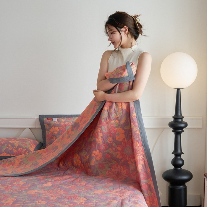 91家纺网 家纺一手货源 找家纺 棠薇家纺 2025新款60S长绒棉纯棉纱布毛巾被 花团锦簇