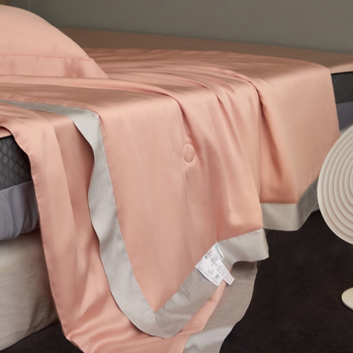 91家纺网 家纺一手货源 找家纺 A+爱家（纪梵茜） 2025新款纯色夏被四件套 豆沙粉