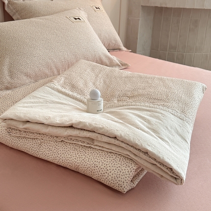 91家纺网 家纺一手货源 找家纺 帕拉美拉 2025新款全棉双层纱玉米聚乳酸夏被春秋被冬被玉米被 三件套四件套 洛伊（粉）