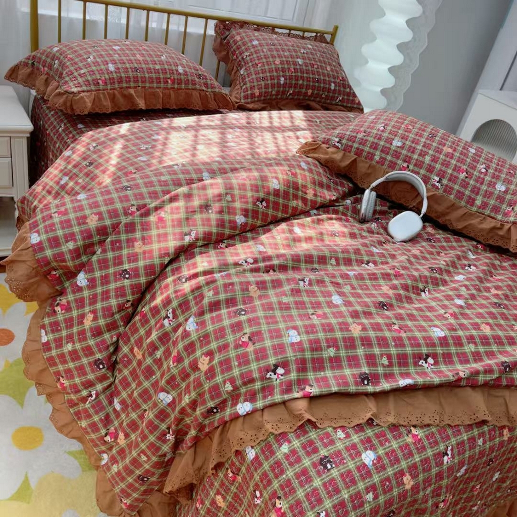 91家纺网 家纺一手货源 找家纺 暖居 2025春夏款高温砂洗棉花床盖三件套被套四件套同款纯棉夏被空调被四季 圣诞