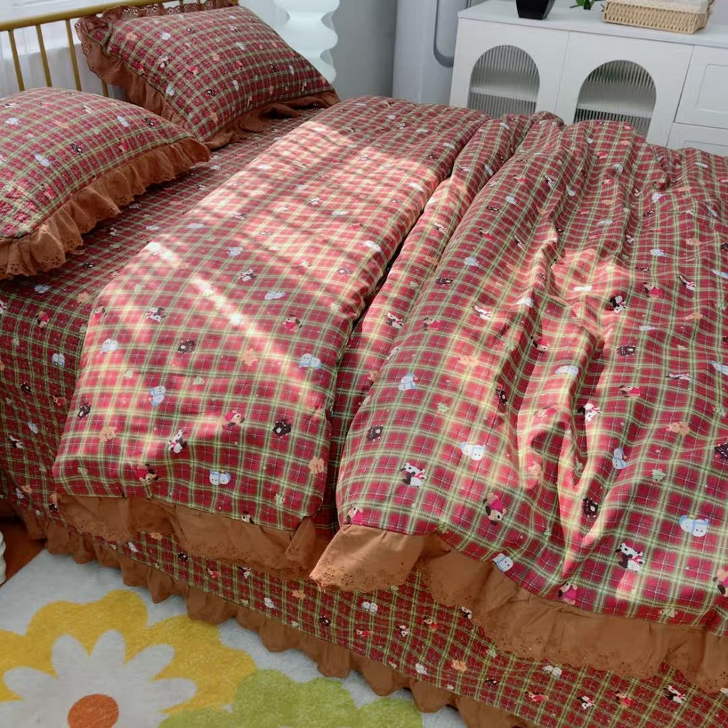 91家纺网 家纺一手货源 找家纺 暖居 2025春夏款高温砂洗棉花床盖三件套被套四件套同款纯棉夏被空调被四季 圣诞