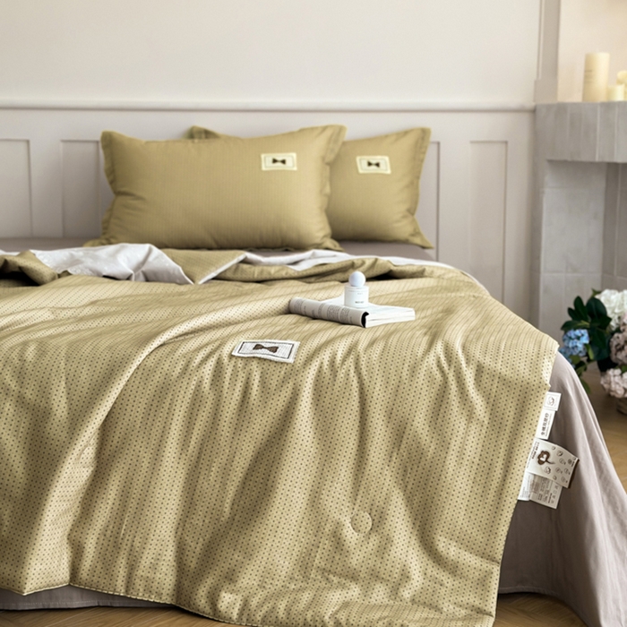 91家纺网 家纺一手货源 找家纺 帕拉美拉 2025新款全棉双层纱玉米聚乳酸夏被春秋被冬被玉米被 三件套四件套 莱克（咖）