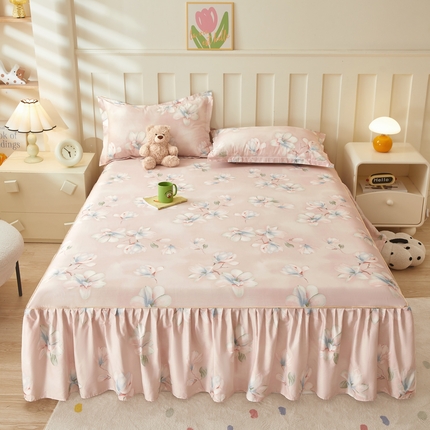 名优家纺 2025新款A类13070全棉纯棉韩版印花床裙 空谷幽兰