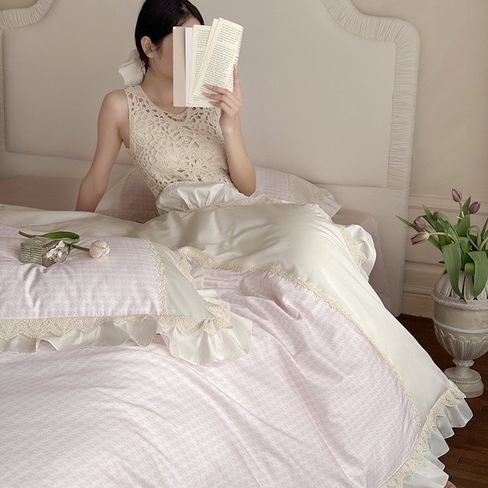 91家纺网 家纺一手货源 找家纺 MIU缪家居 2025新款100支全棉四件套-索菲娅 索菲娅-公主粉