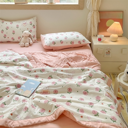 梵蒂莎 2025云朵棉棉花夏被碧叶粉黛-粉