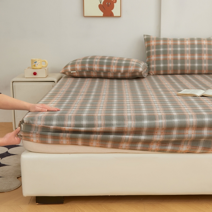 91家纺网 家纺一手货源 找家纺 棉乐町家居 2025新款锦柔老粗布印花床笠 小咖格