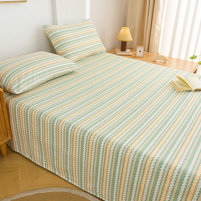 91家纺网 家纺一手货源 找家纺 九亭家纺 2025新款A类全棉老粗布床单 羽安-绿