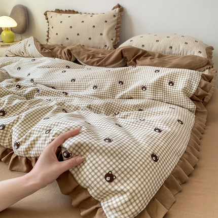 91家纺网 家纺一手货源 找家纺 （总）欧尚 2025新款针织棉双层纱四件套