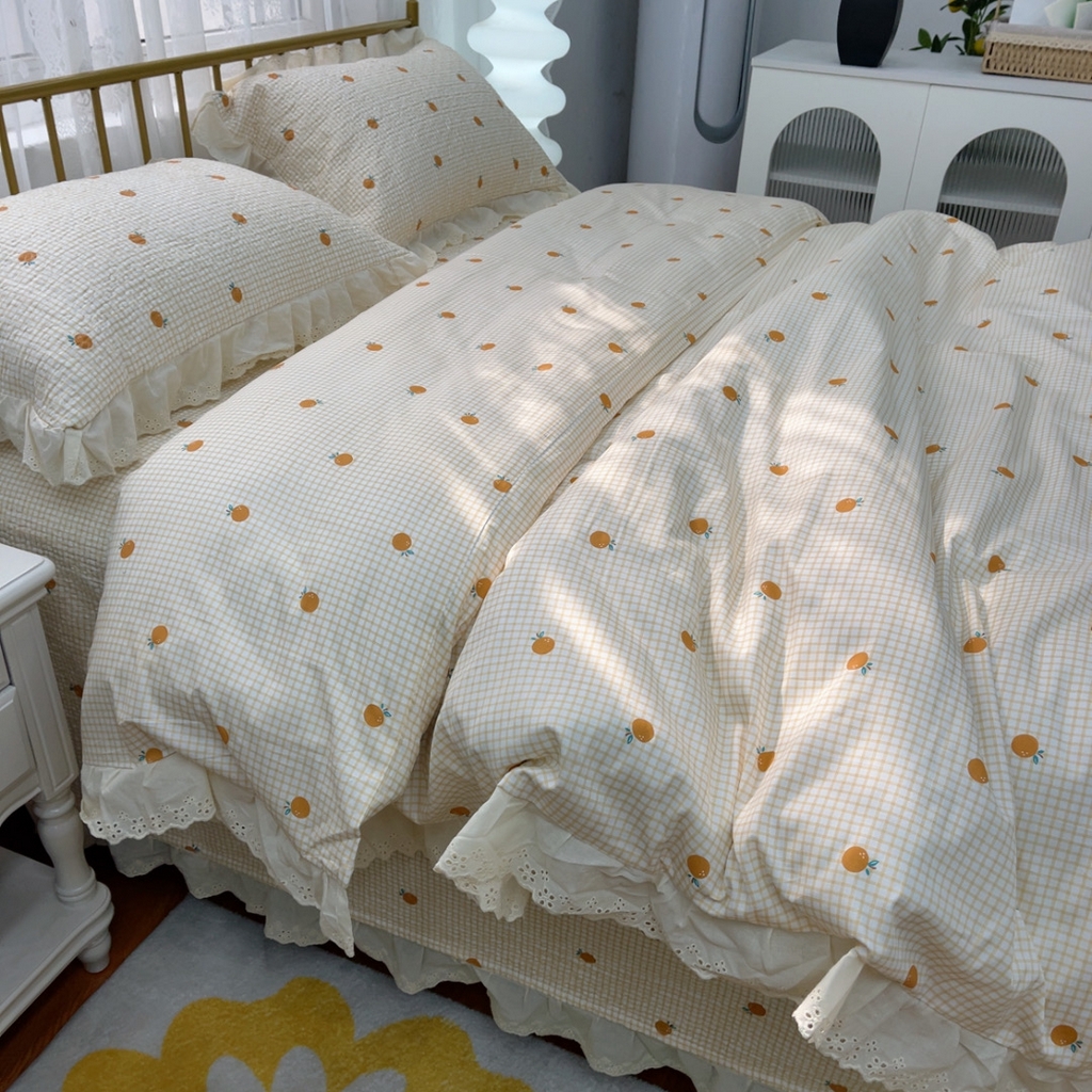 91家纺网 家纺一手货源 找家纺 暖居 2025春夏款高温砂洗棉花床盖三件套被套四件套同款纯棉夏被空调被四季 小甜橘