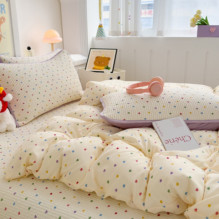 91家纺网 家纺一手货源 找家纺 （总）赫梵茜 2025新款有氧针织双层纱单床盖床盖三件套床盖四件套