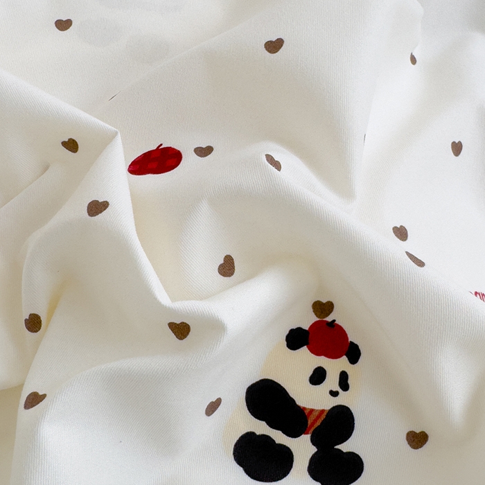 91家纺网 家纺一手货源 找家纺 赫梵茜 2025新款有氧针织双层纱单床盖床盖三件套床盖四件套 熊猫胖胖-白