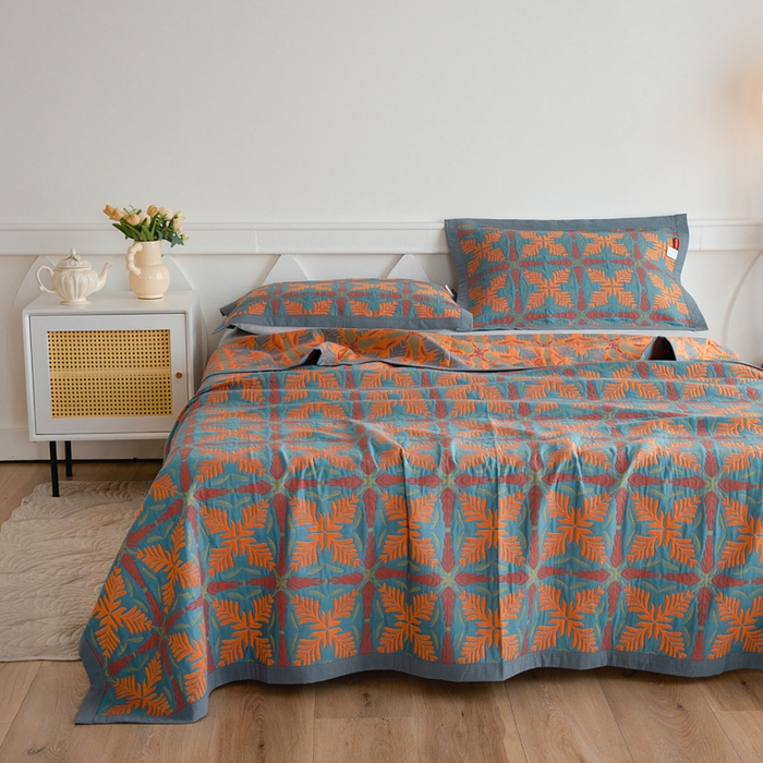 91家纺网 家纺一手货源 找家纺 棠薇家纺 2025新款60S长绒棉纯棉纱布毛巾被 典雅之风