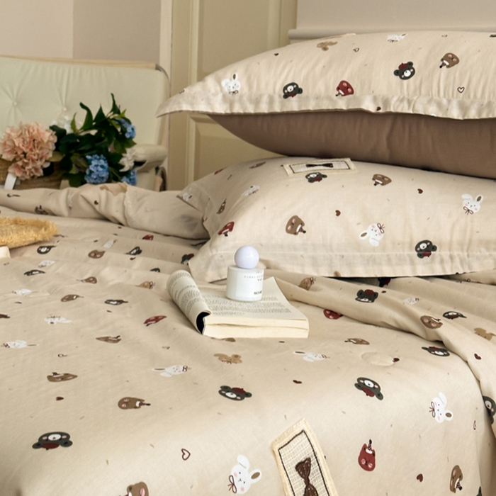 91家纺网 家纺一手货源 找家纺 帕拉美拉 2025新款全棉双层纱玉米聚乳酸夏被春秋被冬被玉米被 三件套四件套 丛林动物