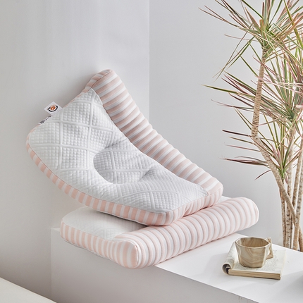 91家纺网 家纺一手货源 找家纺 梵希良品家纺 2025新款针织棉7A护颈枕头枕芯 反c深睡牵引分区枕- 粉色