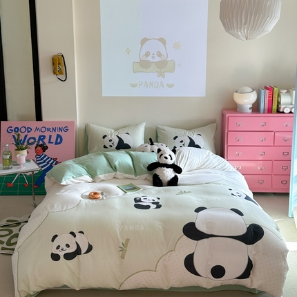 2025新款设计师专版全棉双层纱四件套 熊猫之家