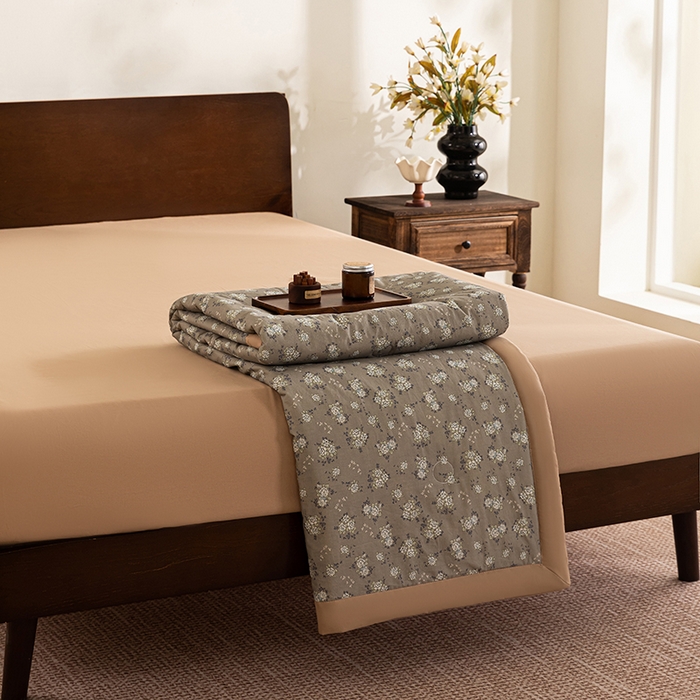 91家纺网 家纺一手货源 找家纺 吾诺 2025 全棉印花单层纱大豆夏被四件套夏凉被空调被子被芯全棉夏被 秘境花园