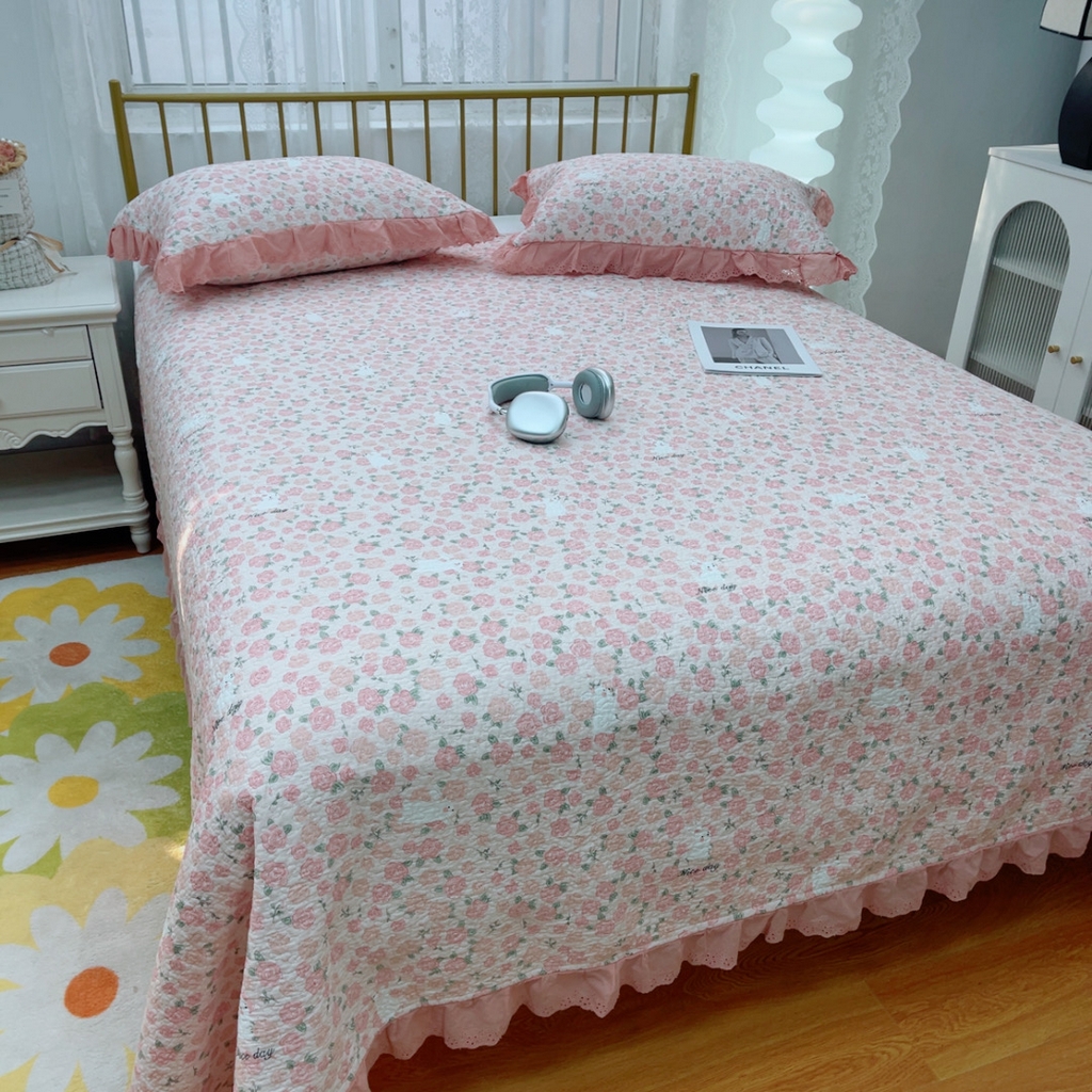 91家纺网 家纺一手货源 找家纺 暖居 2025春夏款高温砂洗棉花床盖三件套被套四件套同款纯棉夏被空调被四季 爱情故事