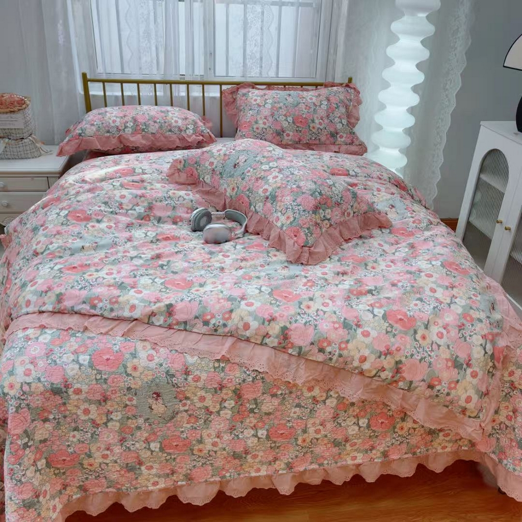 91家纺网 家纺一手货源 找家纺 暖居 2025春夏款高温砂洗棉花床盖三件套被套四件套同款纯棉夏被空调被四季 安娜公主