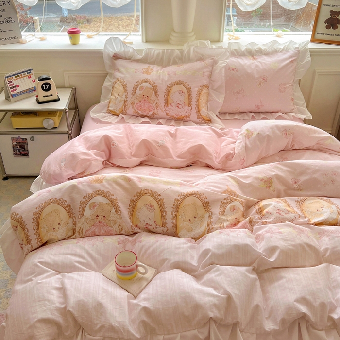 91家纺网 家纺一手货源 找家纺 （总）浩诚 2025新款洛丽塔纯棉花边款四件套