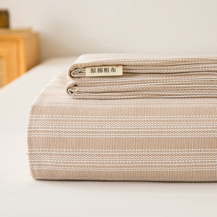 九亭家纺 2025新款A类全棉老粗布床单 华夫-咖