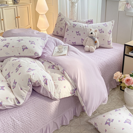 91家纺网 家纺一手货源 找家纺 （总）一比一家纺 2025新款针织双层纱床盖四件套