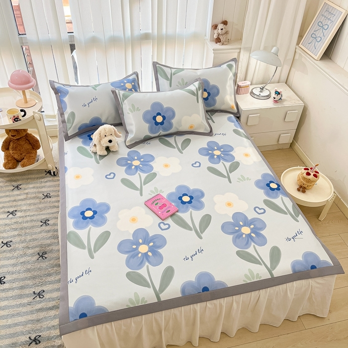 91家纺网 家纺一手货源 找家纺 川悦生活 2025新款600D立体宽边冰丝印花凉席 南风夏余