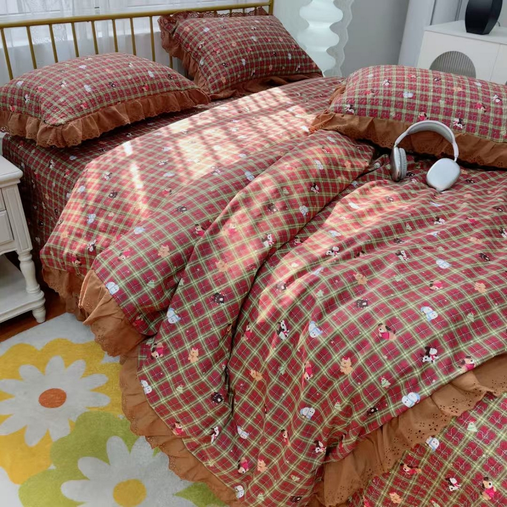 91家纺网 家纺一手货源 找家纺 暖居 2025春夏款高温砂洗棉花床盖三件套被套四件套同款纯棉夏被空调被四季 圣诞