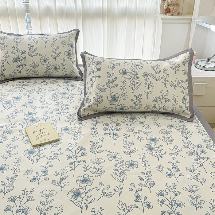 91家纺网 家纺一手货源 找家纺 川悦生活 2025新款600D立体宽边冰丝印花凉席 花簇田园