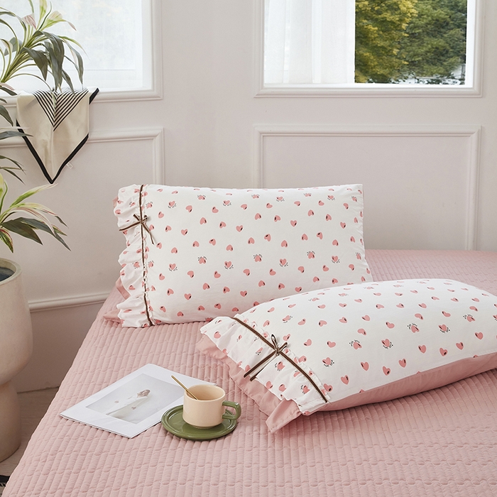 91家纺网 家纺一手货源 找家纺 卡迪亚家纺 2025新款轻氧棉小碎花韩式花边床盖 悦动