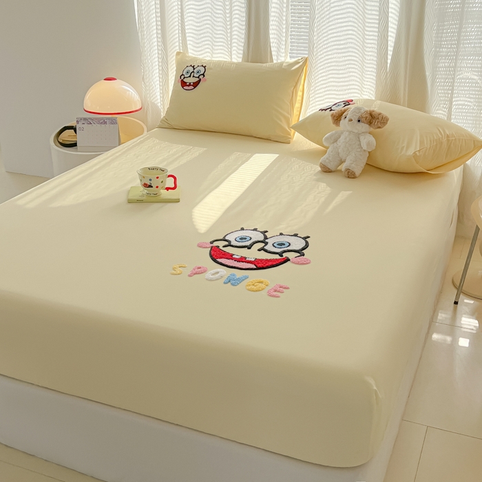 91家纺网 家纺一手货源 找家纺 （总）眠帛家居 2025新款A类水洗棉卡通毛巾绣单床笠