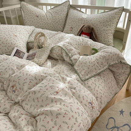 瑞莱 2025新款13372全棉有氧双层纱四件套 樱花小兔