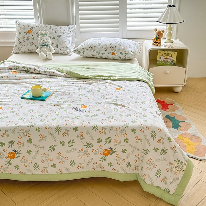 91家纺网 家纺一手货源 找家纺 爱屋及屋2025新款棉花夏被 清新绿意