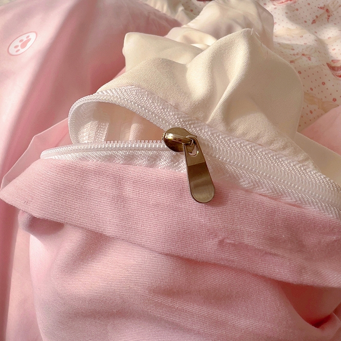 91家纺网 家纺一手货源 找家纺 浩诚 2025新款洛丽塔纯棉花边款四件套 甜点兔子