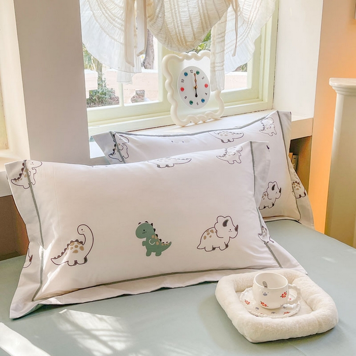 91家纺网 家纺一手货源 找家纺 7V 2025新款轻奢大宽边100%纯棉四件套133*76全棉喷气宽幅长绒棉被套床单床笠套件 侏罗纪