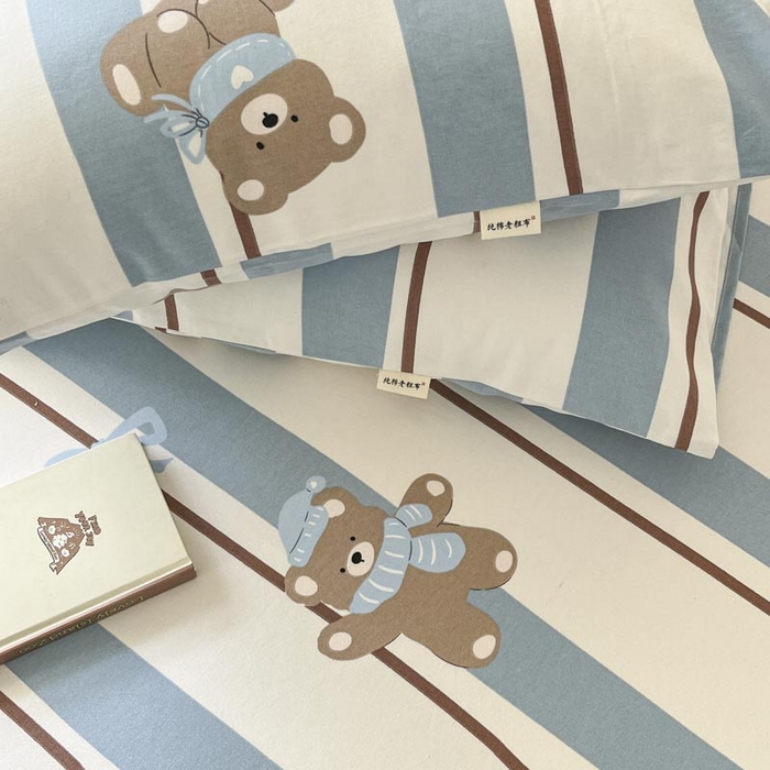 91家纺网 家纺一手货源 找家纺 新印象2025新款直角纯棉老粗布套件 床单款老粗布 -米欧熊