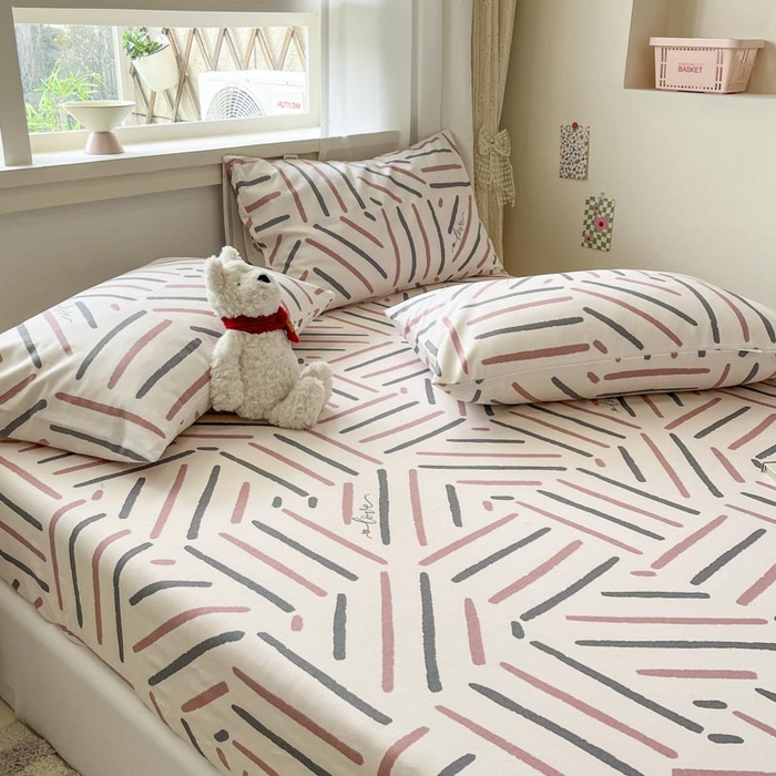 91家纺网 家纺一手货源 找家纺 新印象2025新款直角纯棉老粗布套件 床笠款 老粗布-布丁