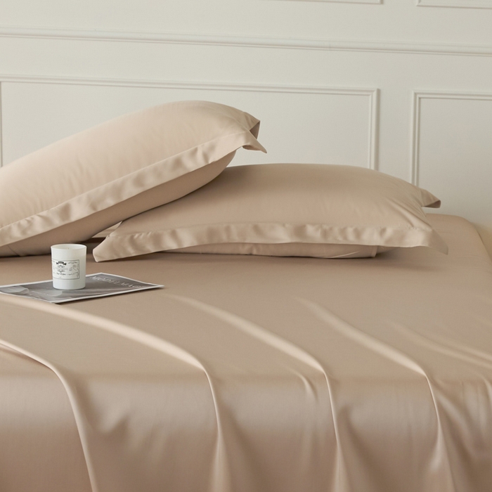 91家纺网 家纺一手货源 找家纺 涵宸2025新款天丝-天丝棉-纯色单枕套-场景1 枕套-奶茶杏