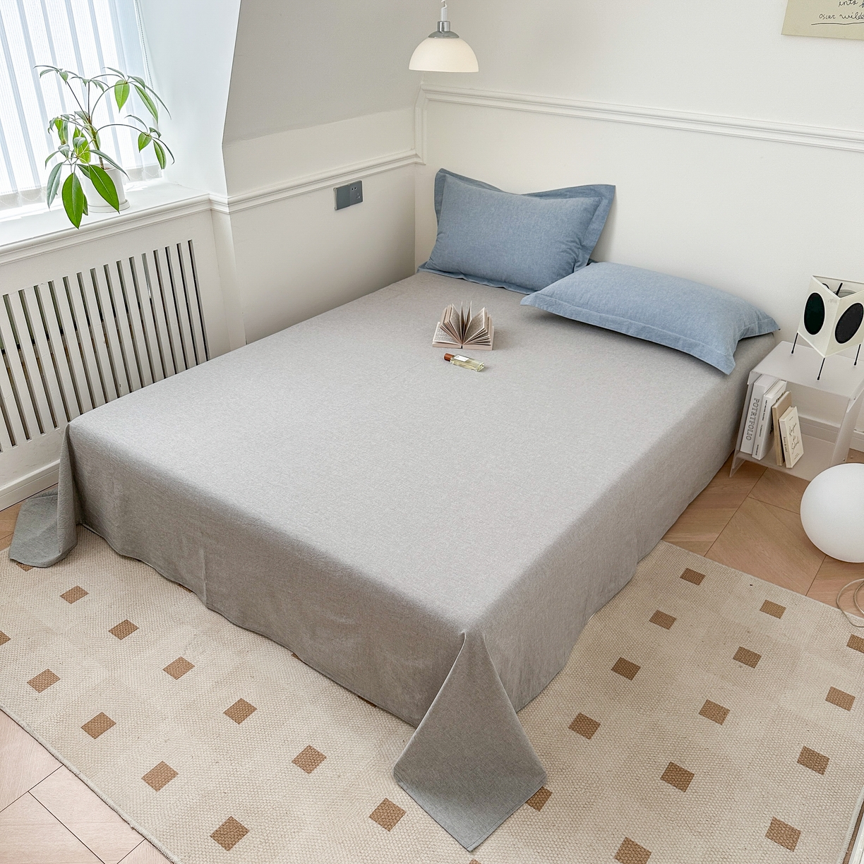 91家纺网 家纺一手货源 找家纺 嘉汀兰家居  2025新款A类母婴级有氧全棉色织水洗棉小清新印花床单单品单床单床单单件 冰山灰