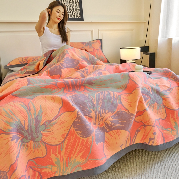 91家纺网 家纺一手货源 找家纺 棠薇家纺 2025新款60S长绒棉纯棉纱布毛巾被 罗莉莎