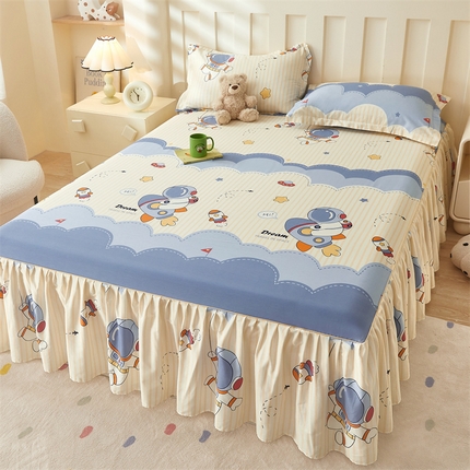 91家纺网 家纺一手货源 找家纺 （总）名优家纺 2025新款A类13070全棉纯棉韩版印花床裙