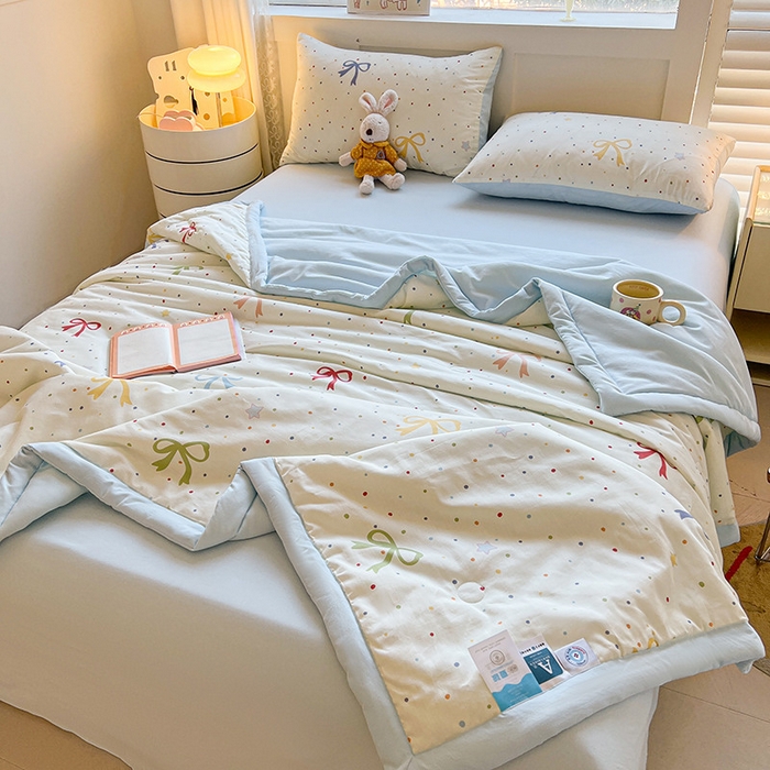 91家纺网 家纺一手货源 找家纺 （总）金喜 2025新款全棉印花夏被可爱卡通风夏凉被薄被子夏被四件套
